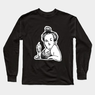 lady with glass of wine Long Sleeve T-Shirt